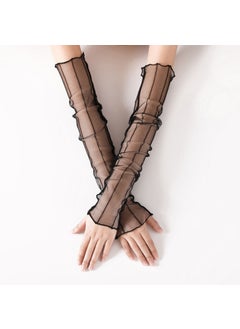 Generic Lace UV Protection Sleeves Women Summer Thin Black vertical stripes 