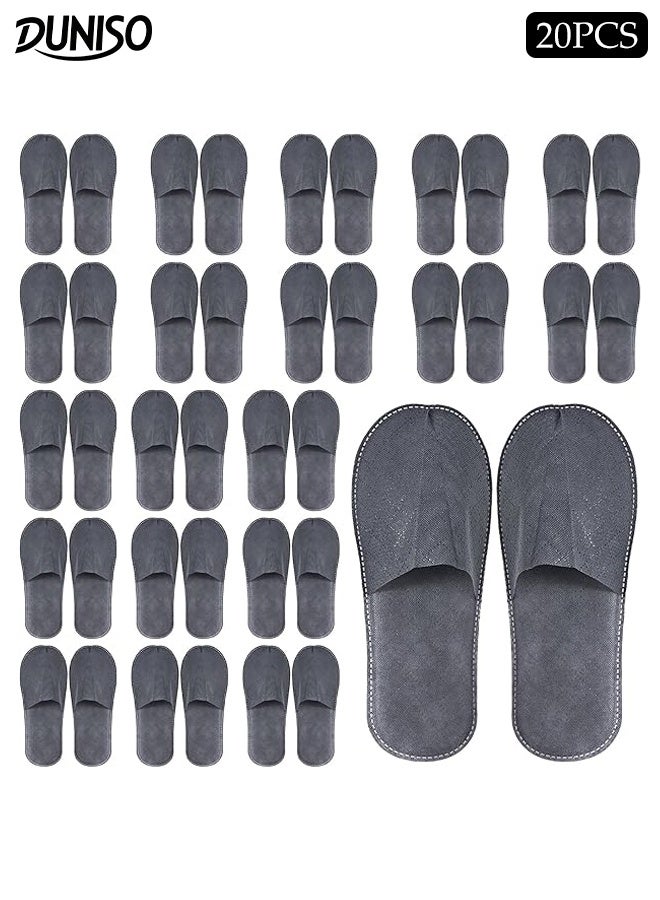 DUNISO 20 زوج من النعال القابلة للاستخدام مرة واحدة للاستخدام المنزلي النعال المحمولة للسفر غير قابلة للانزلاق مغلقة من الأمام للضيوف غير قابلة للانزلاق ناعمة للغاية وخفيفة الوزن للسفر، ضيوف الحفلات، الفنادق والسبا - Image 1