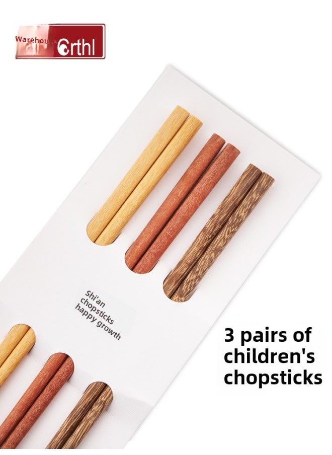 Generic Two Or Three Sections Of 4-9 Years Old Baby Kindergarten Available Lightweight Household Wooden Chopsticks Boys And Girls Short Fast Children's Chopsticks-Color:Children's Chopsticks 18cm Yellow Sandalwood 3 Pairs  - Image 4