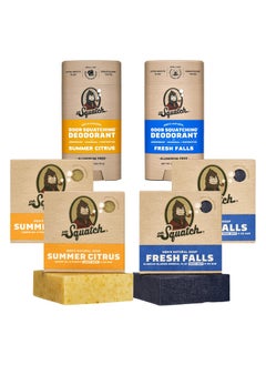 Dr. Squatch Dr Squatch Manly Soap and Deodorant Variety Pack  Handmade with Organic Oils AluminumFree  Summer Citrus and Fresh Falls  Mens Natural Soap 
