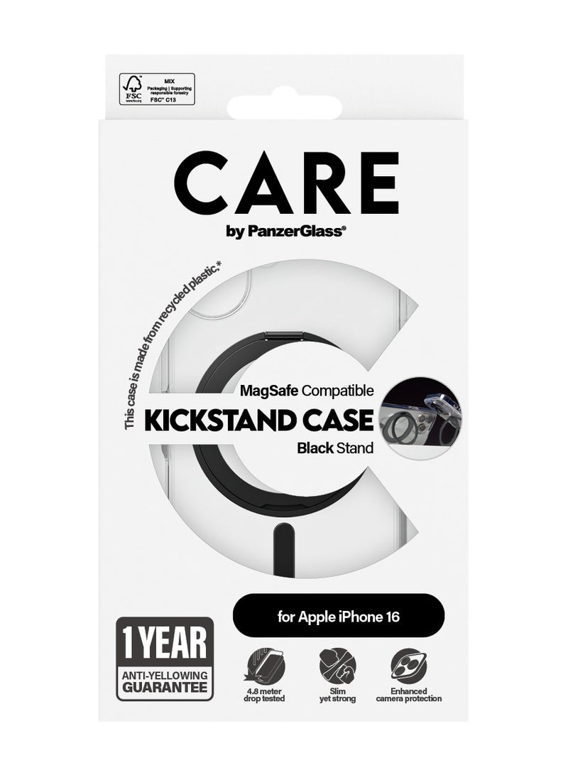 PanzerGlass حافظة هاتف CARE من PanzerGlass® لهاتف Apple iPhone 16 مع قاعدة مغناطيسية سوداء، حماية مختبرة ضد السقوط، بلاستيك معاد تدويره، ضمان ضد الاصفرار، حماية معززة للكاميرا - Image 3