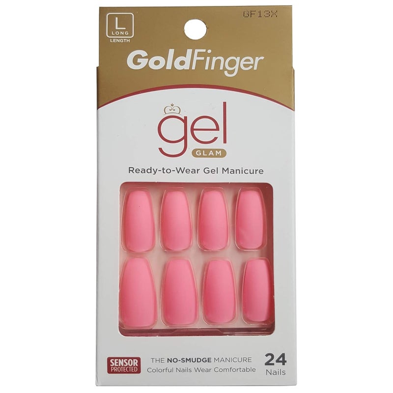 Kiss GoldFinger GEL Glam ReadytoWear Gel Manicure 24 nails with Pink Gel Glue GF13X