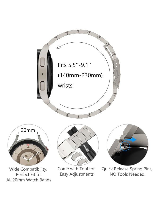 WINGLE for Samsung Galaxy Watch 7 6 5 4 Band Watch 6 Classic 47mm Bands 5 Pro Galaxy Watch 4 Classic FE Band 45mm 43mm 44mm 40mm 46mm 42mm Men 20mm Stainless Steel Band Galaxy Watch 3 41mm, Titanium - Image 5