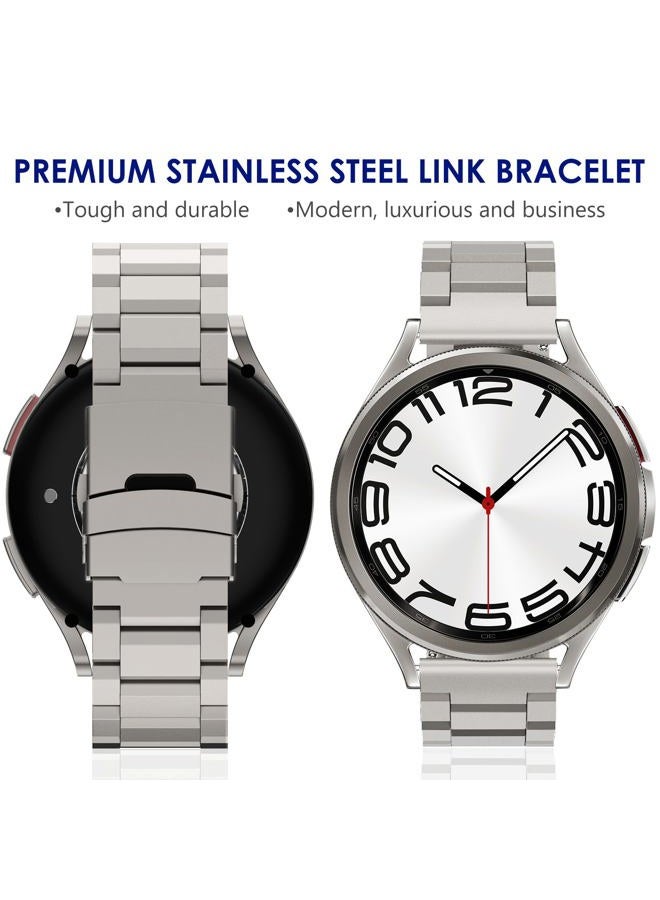 WINGLE for Samsung Galaxy Watch 7 6 5 4 Band Watch 6 Classic 47mm Bands 5 Pro Galaxy Watch 4 Classic FE Band 45mm 43mm 44mm 40mm 46mm 42mm Men 20mm Stainless Steel Band Galaxy Watch 3 41mm, Titanium - Image 3