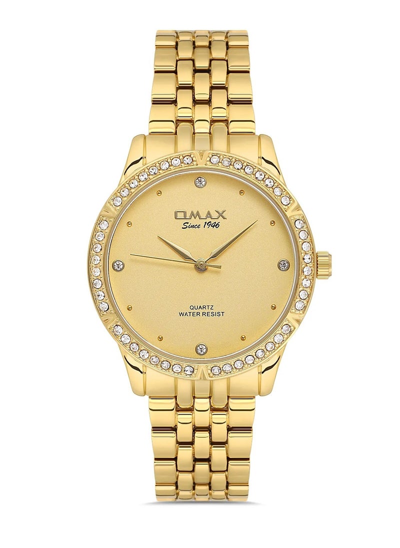 OMAX - Omax Women's Luxury Gold Luxury Wristwatch, Watches for Women, Stainless Watches, Steel Band, Round Dial, Waterproof Watch, 1 Year Warranty - Image 1