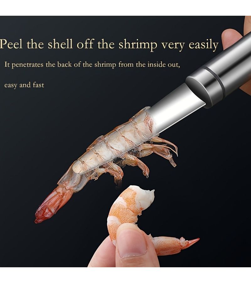 Round Shank Stainless Steel Shrimp Deveiner Tool Seafood Peeler Cleaner - Image 1