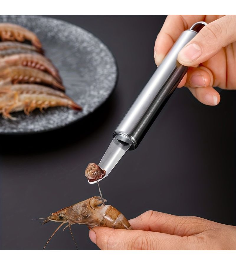 Round Shank Stainless Steel Shrimp Deveiner Tool Seafood Peeler Cleaner - Image 5