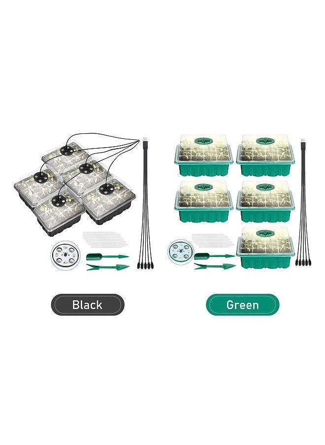 Generic 5PCS Plant Germination Starter Tray, With Grow Lights, for Planting, 60 Plant Cells Organic Plant Starter Kit, with 5 Labels 2 Transplanting Tool  - Image 4