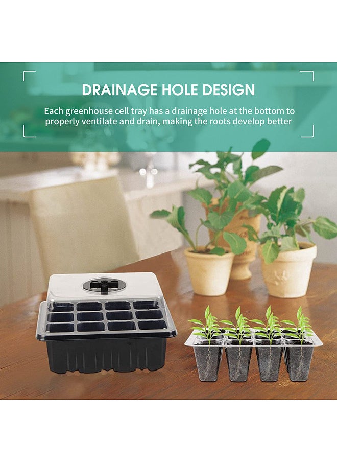 Generic 5PCS Plant Germination Starter Tray, With Grow Lights, for Planting, 60 Plant Cells Organic Plant Starter Kit, with 5 Labels 2 Transplanting Tool  - Image 2