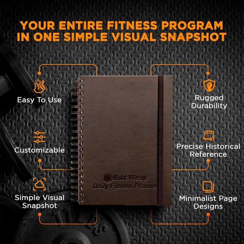SaltWrap Daily Fitness Planner - Gym Workout Training Log, Weightlifting Exercise Journal, and Food/Diet Tracker - Daily and Weekly Pages, Goal Tracking, Spiral-Bound, 7 x 10 inches - Image 2
