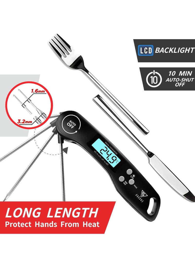 general Digital meat thermometer, instant read food thermometer with backlit LCD screen, foldable long probe and automatic on/off, perfect for kitchen, grill, water, meat, milk, cooking food - Image 2