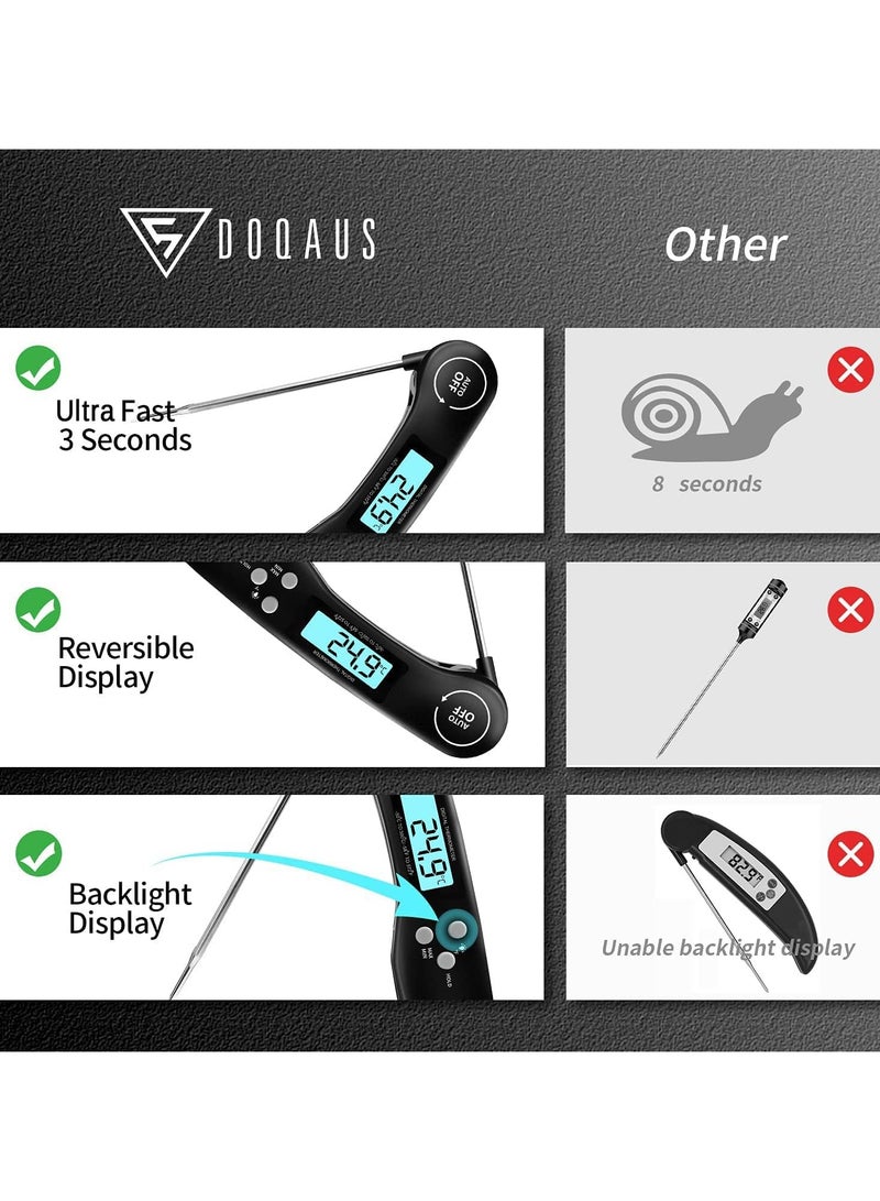 general Digital meat thermometer, instant read food thermometer with backlit LCD screen, foldable long probe and automatic on/off, perfect for kitchen, grill, water, meat, milk, cooking food - Image 5