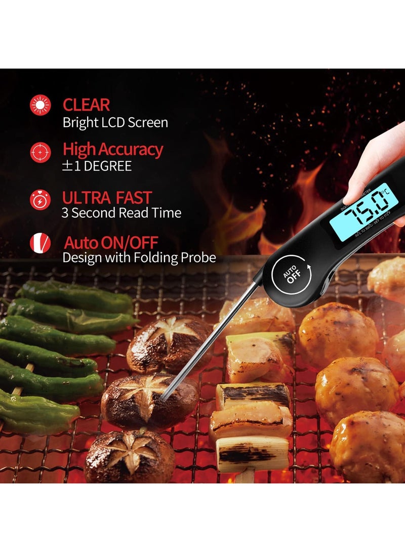 general Digital meat thermometer, instant read food thermometer with backlit LCD screen, foldable long probe and automatic on/off, perfect for kitchen, grill, water, meat, milk, cooking food - Image 4