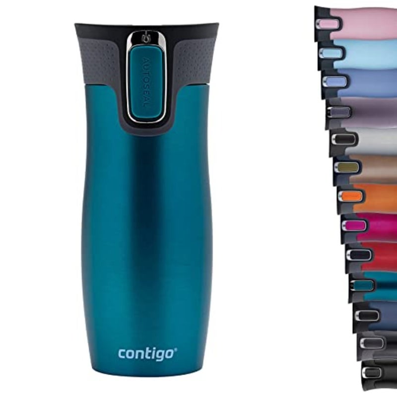 West Loop Autoseal Thermal Mug, Insulated Mug, Coffee Mug To Go, BPA free, leak proof travel mug with easy-clean lid, keeps drinks hot for up to 5h, 470 ml - Image 1