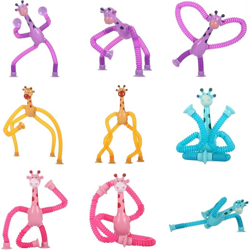 ATRJSZ 4 Pack Telescopic Suction Cup Giraffe Toy, Sensory Tubes for Toddler, Fidget Toys for 3 4 5 6 7 8 Year Old Boys Girls, Toddler Travel Toys,Christmas Stocking Stuffers for Kids - Image 4