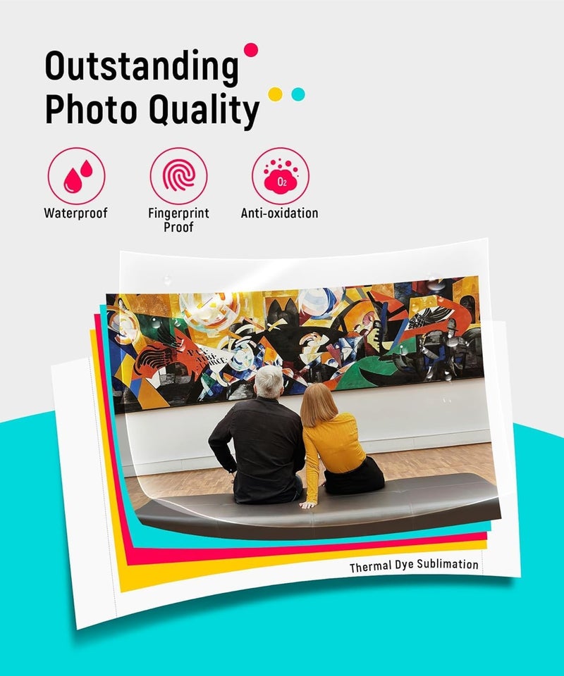 اوٹل Liene طابعة صور 4x6 بوصة، طابعة هاتف مع 100 ورقة و3 عبوات حبر، صور كاملة الألوان، طابعة صور فورية محمولة لأيفون وAndroid، تسامي صبغي حراري، طابعة صور واي فاي مع 100 ورقة - Image 3