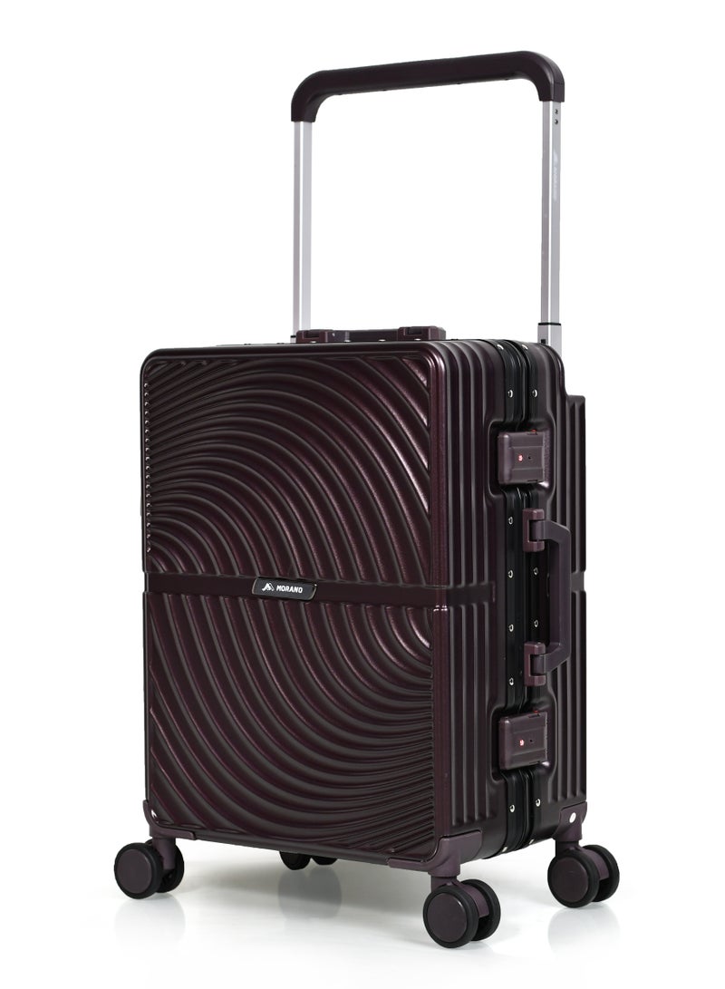 مورانو شنطة سفر ورانو العصرية بإطار من الألمنيوم خفيفة الوزن من مادة البولي كاربونيت الصلبة باربع بعجلات دوارة مع قفل مدمج من TSA (عنابي) مقاسات طول 35 سم*عرض 24 سم*إرتفاع 55 سم - Image 1