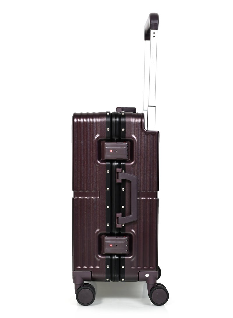 مورانو شنطة سفر ورانو العصرية بإطار من الألمنيوم خفيفة الوزن من مادة البولي كاربونيت الصلبة باربع بعجلات دوارة مع قفل مدمج من TSA (عنابي) مقاسات طول 35 سم*عرض 24 سم*إرتفاع 55 سم - Image 2