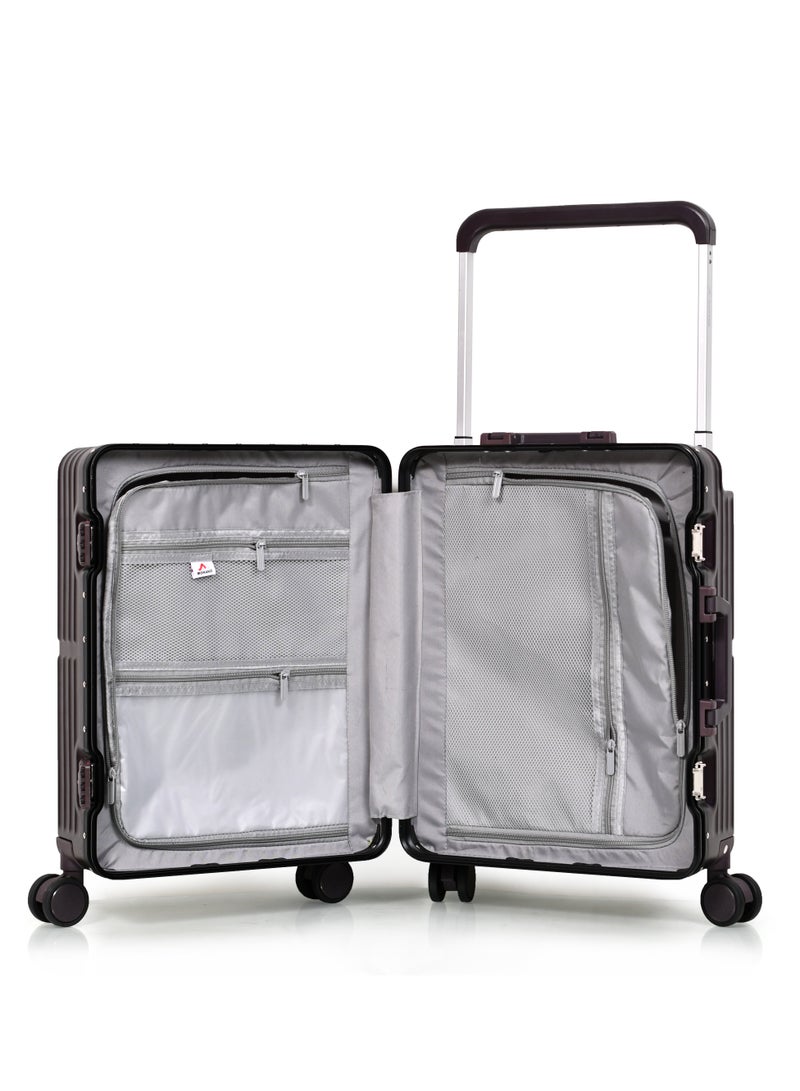 مورانو شنطة سفر ورانو العصرية بإطار من الألمنيوم خفيفة الوزن من مادة البولي كاربونيت الصلبة باربع بعجلات دوارة مع قفل مدمج من TSA (عنابي) مقاسات طول 35 سم*عرض 24 سم*إرتفاع 55 سم - Image 4