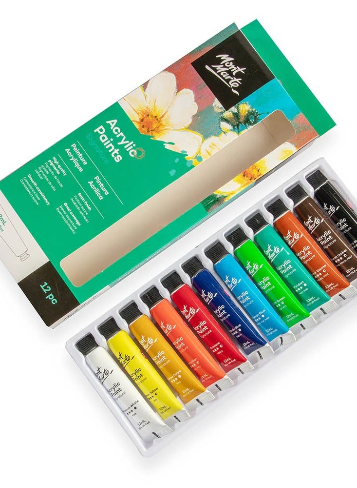 Mont Marte 12-Piece Signature Acrylic Colour Set 12ml Content Per Tube - Image 2