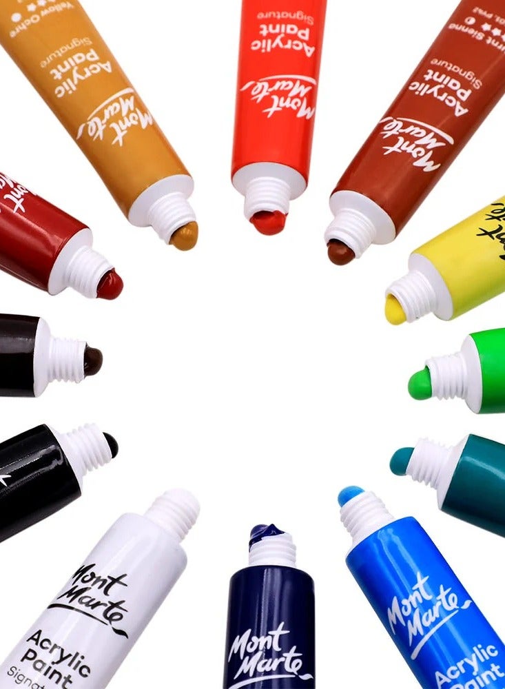 Mont Marte 12-Piece Signature Acrylic Colour Set 12ml Content Per Tube - Image 4