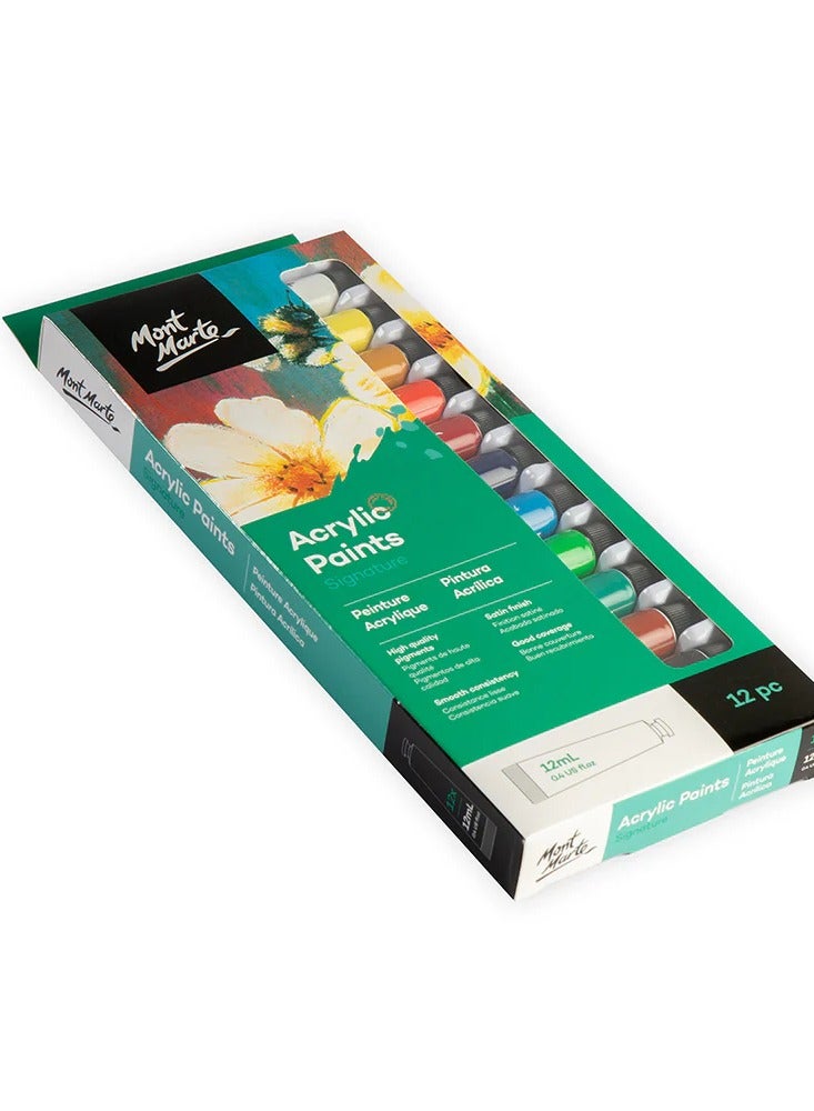 Mont Marte 12-Piece Signature Acrylic Colour Set 12ml Content Per Tube - Image 3