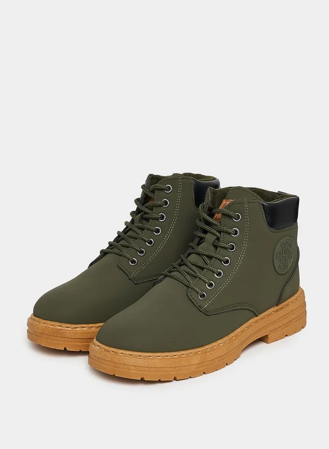 Styli Classic Round Toe Lace Up Ankle Boots