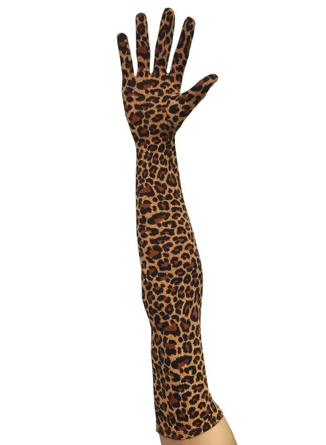 Classic Adult Size 22" Length Spandex Gloves Above Elbow Cosplay Costume Glove, Leopard, One size