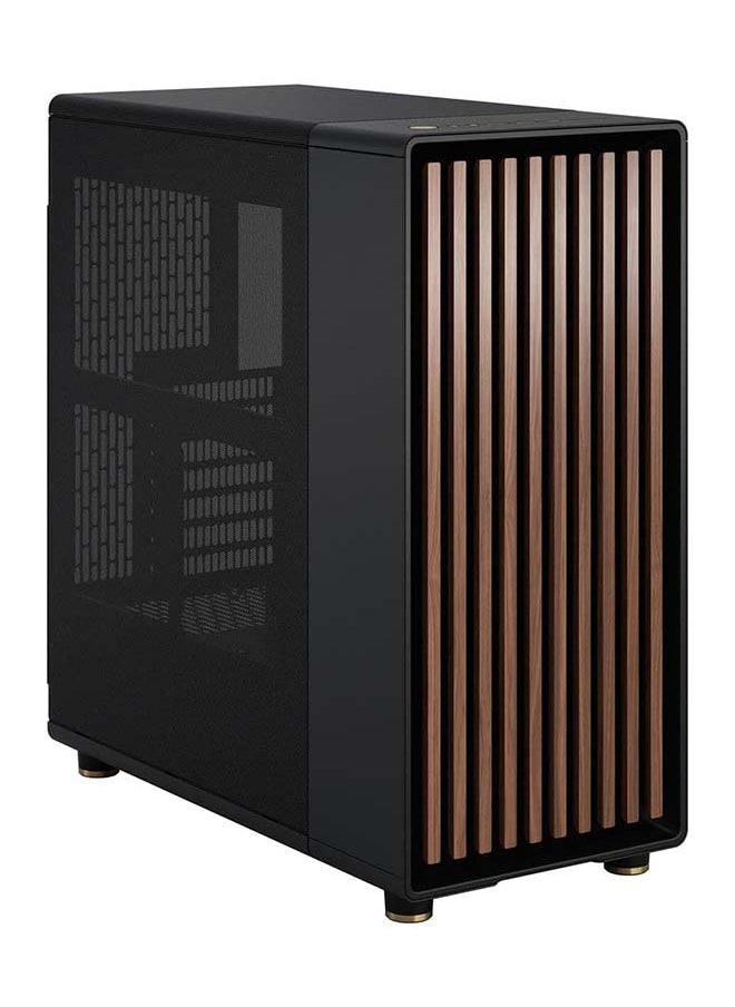 Fractal Design - North Mid-Tower Case with Mesh Side Panel, Real Wood Front Panels (Walnut/Oak), Fine Mesh Ventilation, Spacious Interior for ATX/Micro-ATX/ITX, Supports Up to 360mm Radiator, Tool-Free Drive Mounting, Optimized Airflow, Premium Build, Quiet Operation, Top-Access Design, High-Quality Steel and Plastic Construction, Charcoal Black | FD-C-NOR1C-01 - Image 1