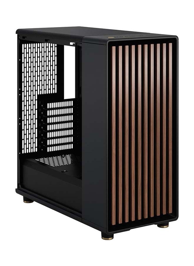 Fractal Design - North Mid-Tower Case with Mesh Side Panel, Real Wood Front Panels (Walnut/Oak), Fine Mesh Ventilation, Spacious Interior for ATX/Micro-ATX/ITX, Supports Up to 360mm Radiator, Tool-Free Drive Mounting, Optimized Airflow, Premium Build, Quiet Operation, Top-Access Design, High-Quality Steel and Plastic Construction, Charcoal Black | FD-C-NOR1C-01 - Image 1