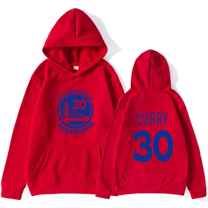 2021 cross-border NBA basketball sweater Warriors team 30 curry sports sweater mens trendy hoodie men Red 