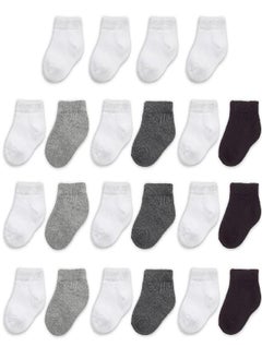 FRUIT OF THE LOOM Fruit of the Loom Baby 22-Pack Grow & Fit Flex Zones Low Cut Stretch Socks - Unisex, Girls, Boys (0-6 Months, Grey)  - Image 1