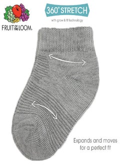 FRUIT OF THE LOOM Fruit of the Loom Baby 22-Pack Grow & Fit Flex Zones Low Cut Stretch Socks - Unisex, Girls, Boys (0-6 Months, Grey)  - Image 2