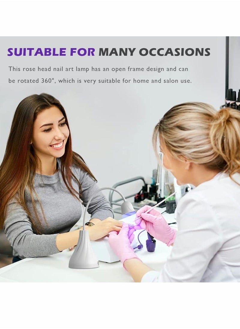 SYOSI LED UV Nail Lamp, Mini Lotus Hands Free Light Rotatable Nail Dryer Quick Dry Nail Polish Curing Lamp Gooseneck Flash Cure Light for Home DIY & Salon Manicure Decor  - Image 5