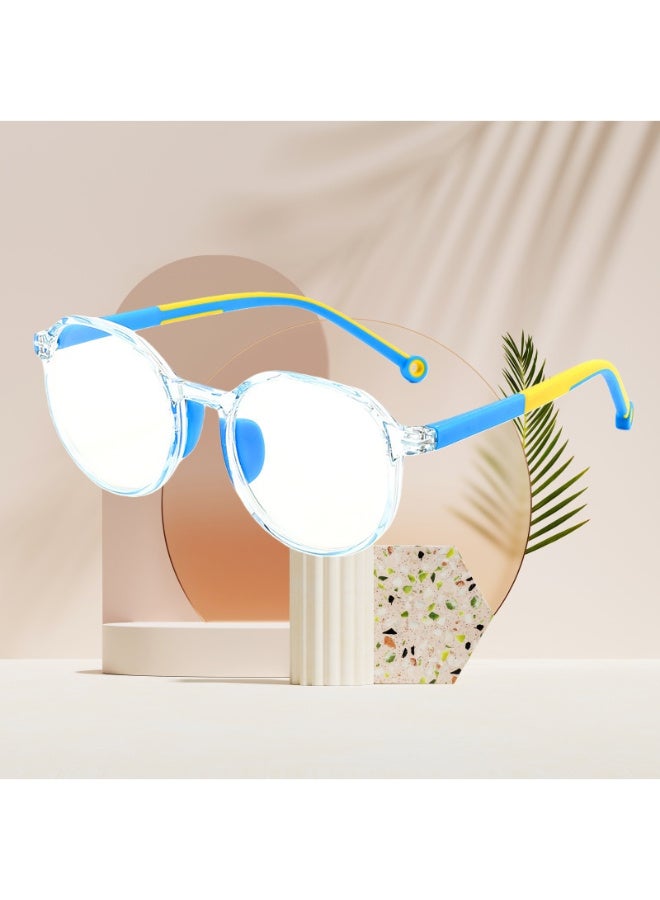 ZESITH Kids Anti Blue Light Glasses TR90 Silicone Nose Pad Eye Protection Plain Glasses - Clear Blue Frame Blue Temple C5 - Image 2