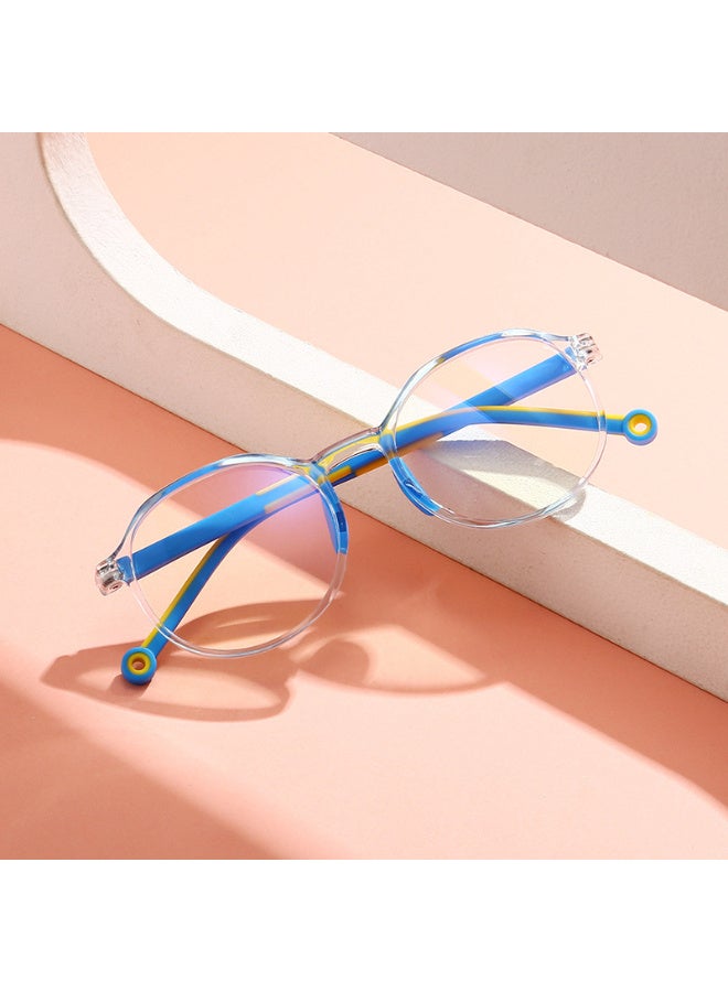 ZESITH Kids Anti Blue Light Glasses TR90 Silicone Nose Pad Eye Protection Plain Glasses - Clear Blue Frame Blue Temple C5 - Image 3