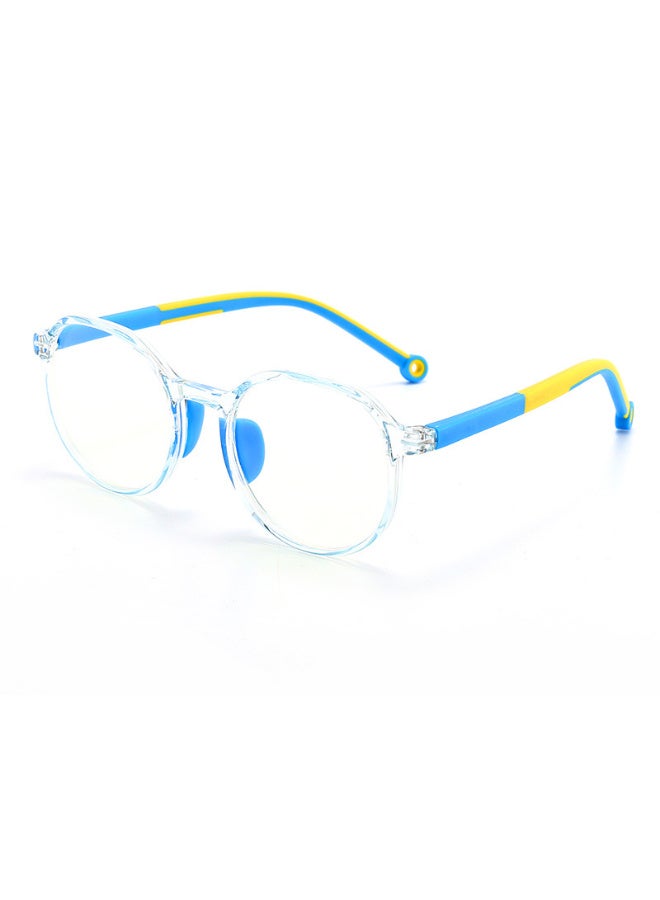 ZESITH Kids Anti Blue Light Glasses TR90 Silicone Nose Pad Eye Protection Plain Glasses - Clear Blue Frame Blue Temple C5 - Image 1