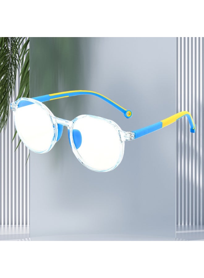 ZESITH Kids Anti Blue Light Glasses TR90 Silicone Nose Pad Eye Protection Plain Glasses - Clear Blue Frame Blue Temple C5 - Image 5