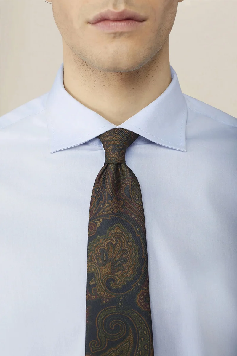Doppelganger Plain woven men's tie - DK Blue
