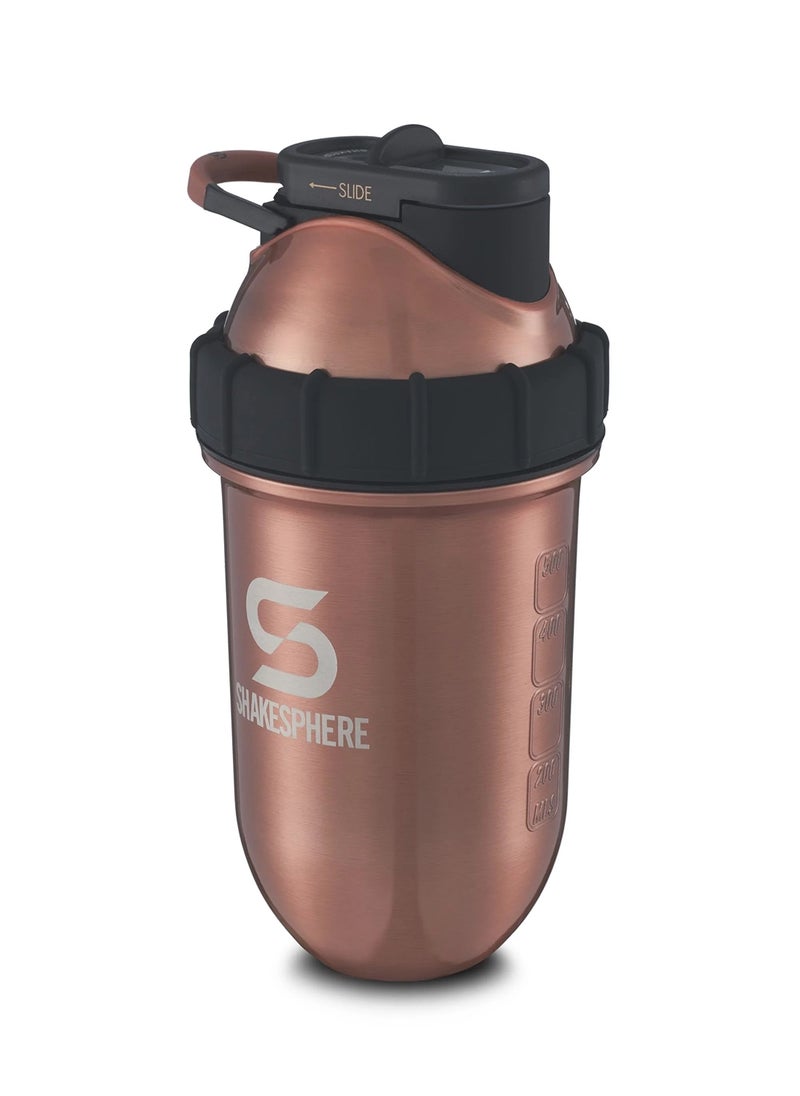 SHAKESPHERE - Protein Shaker Bottle 700ml - ShakeSphere Tumbler Double Wall Steel Copper - Image 1