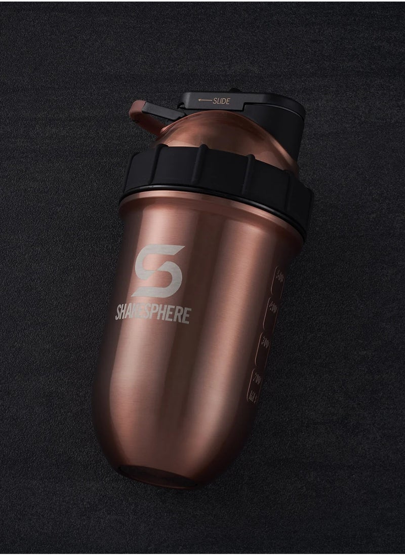 SHAKESPHERE - Protein Shaker Bottle 700ml - ShakeSphere Tumbler Double Wall Steel Copper - Image 1