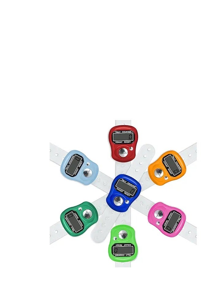 الخاتم الالكتروني، 4 قطع من الخواتم الإلكترونية الرقمية- عدادات رقمية محمولة باليد مع شاشة LCD وزرإعادة تعيين - لجميع الاستخدامات وللرياضيين- يستخدمها الرجال والنساء- متعددة الألوان. - Image 2