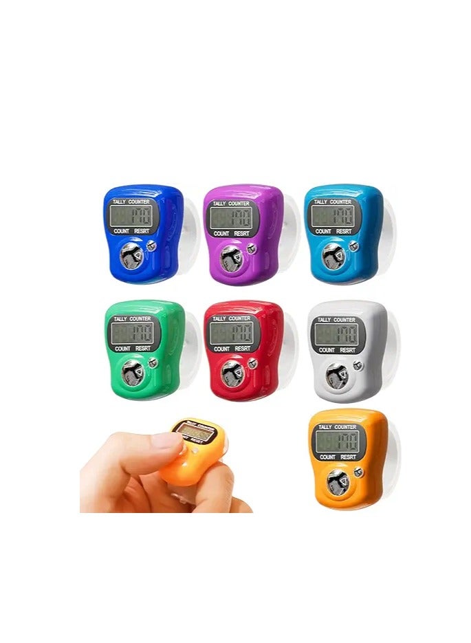 الخاتم الالكتروني، 4 قطع من الخواتم الإلكترونية الرقمية- عدادات رقمية محمولة باليد مع شاشة LCD وزرإعادة تعيين - لجميع الاستخدامات وللرياضيين- يستخدمها الرجال والنساء- متعددة الألوان. - Image 3