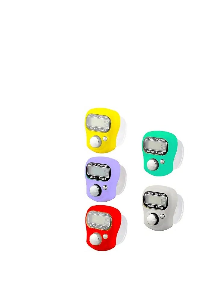 الخاتم الالكتروني، 4 قطع من الخواتم الإلكترونية الرقمية- عدادات رقمية محمولة باليد مع شاشة LCD وزرإعادة تعيين - لجميع الاستخدامات وللرياضيين- يستخدمها الرجال والنساء- متعددة الألوان. - Image 5