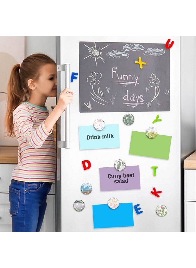 وسيكس 96 قطعة مغناطيس زجاجي للحرف اليدوية مع دعم لاصق وكبوشن زجاجي شفاف شفاف للحرف اليدوية مغناطيس الثلاجة (دائري 1 بوصة) - Image 4