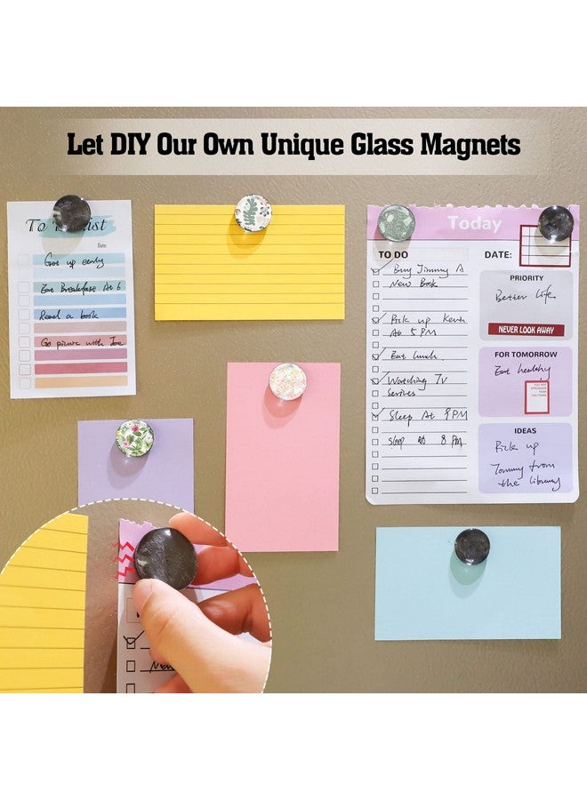 وسيكس 96 قطعة مغناطيس زجاجي للحرف اليدوية مع دعم لاصق وكبوشن زجاجي شفاف شفاف للحرف اليدوية مغناطيس الثلاجة (دائري 1 بوصة) - Image 5