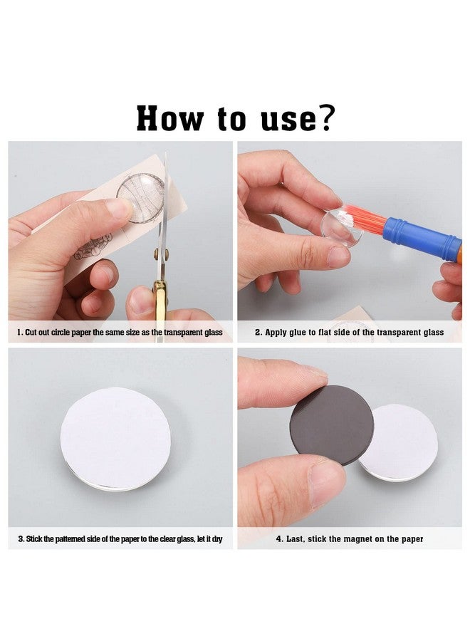 وسيكس 96 قطعة مغناطيس زجاجي للحرف اليدوية مع دعم لاصق وكبوشن زجاجي شفاف شفاف للحرف اليدوية مغناطيس الثلاجة (دائري 1 بوصة) - Image 3