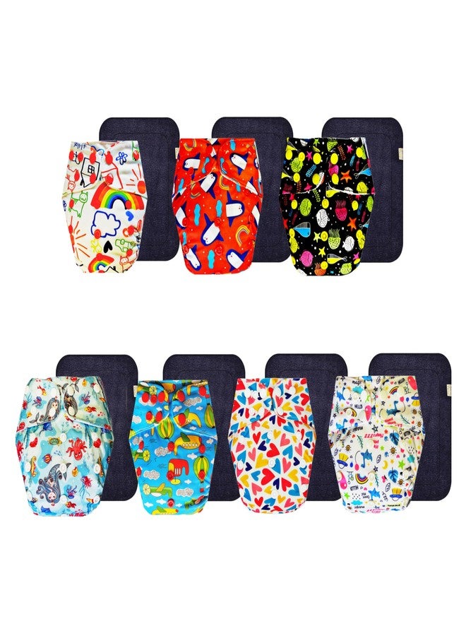 Dumbledo Premium Cloth Diaper with Black Insert (Pack of 7) | Snug Fit | 6-Layer Absorbent Pad | Easy to Clean | Everyday Diapering Essential | 3 Months - 3 Years | Unisex Baby - Image 1
