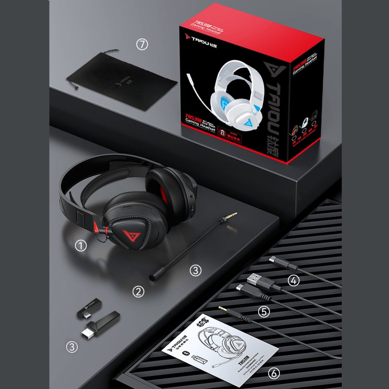 TAIOU Over Ear Gaming Headset Lightweight E-Sports Headphones BT5.3 & 2.4G Wireless 3.5mm Wired Earphone with 3 Microphone Design for Smartphone Laptop PC Game Console - Image 4