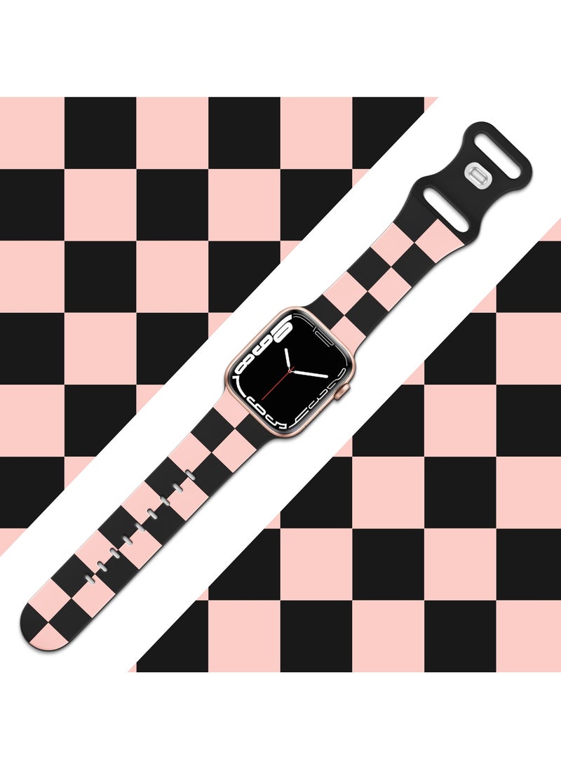 TEMPO Luxury Checkered Designer Bands Compatible with Apple Watch Ultra 2/1 Ultra 49mm 46mm 45mm 44mm 42mm for Men Women, Soft Silicone,Waterproof Strap for iWatch Series 10 9 8 7 6 5 4 3 2 1 SE  - Image 3